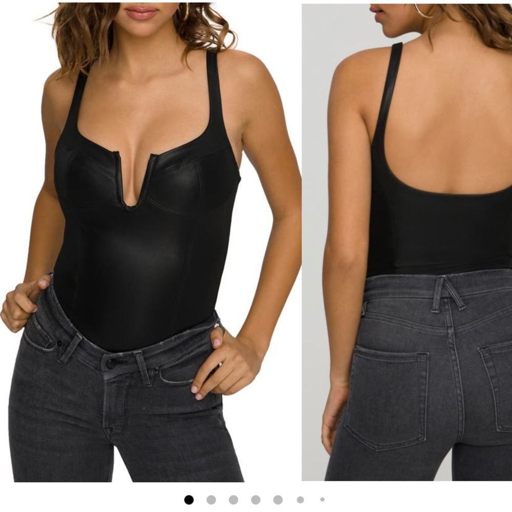 Good American Black Plunge Bodysuit